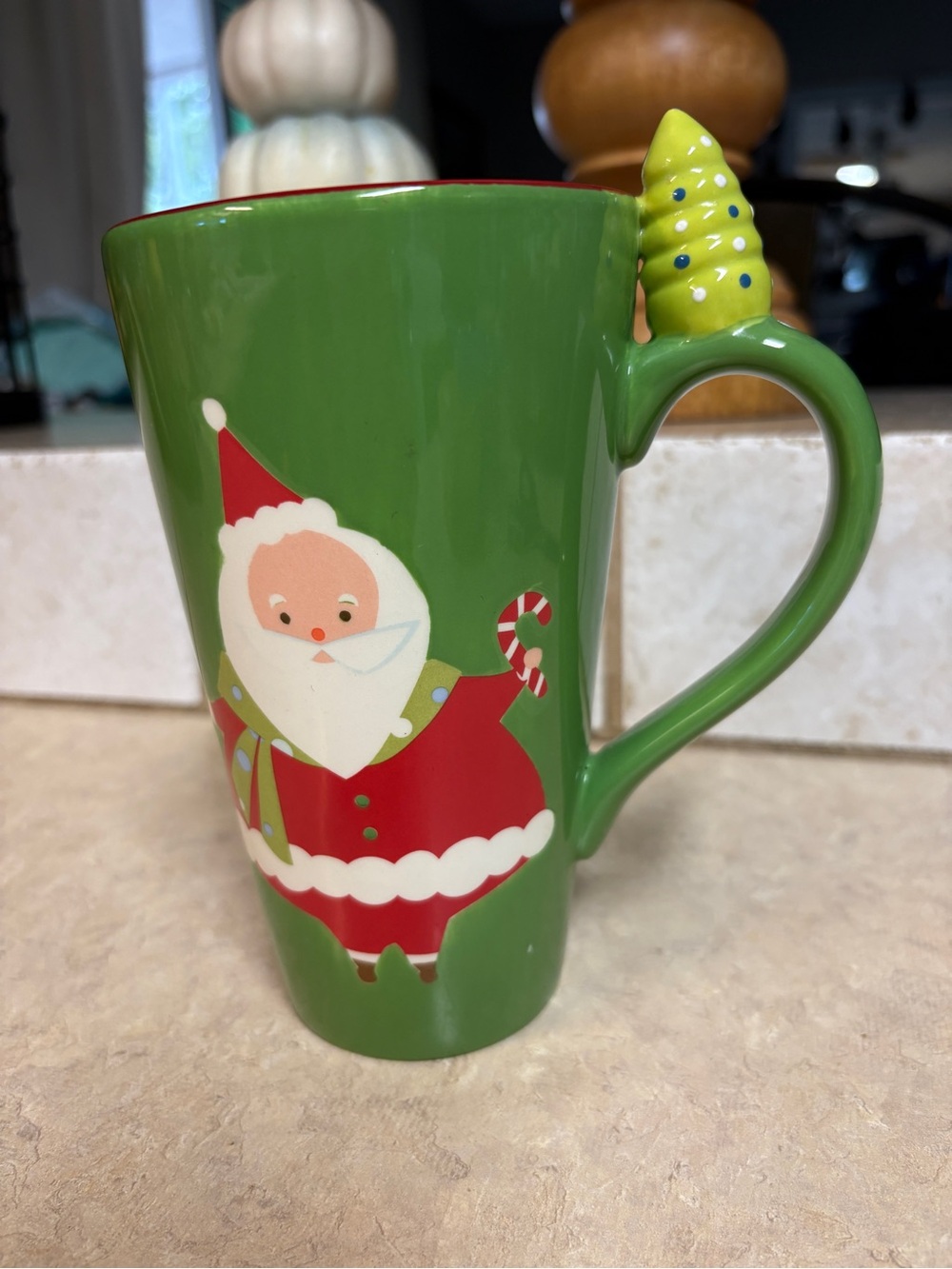 Target Green and Red Santa Ceramic Mug with Tree Handle Tall Mug